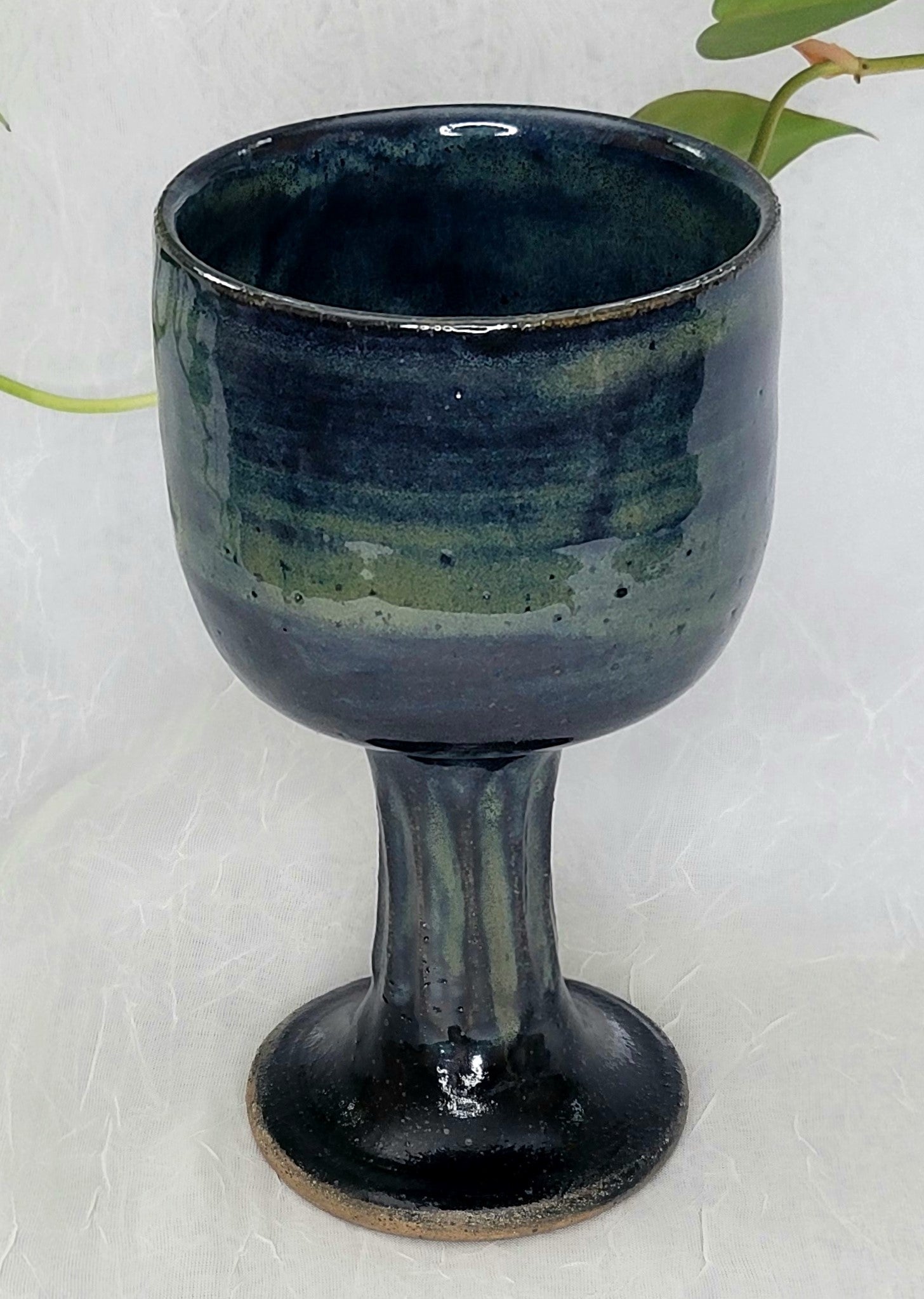 Wine Goblet Sea Green Fluted