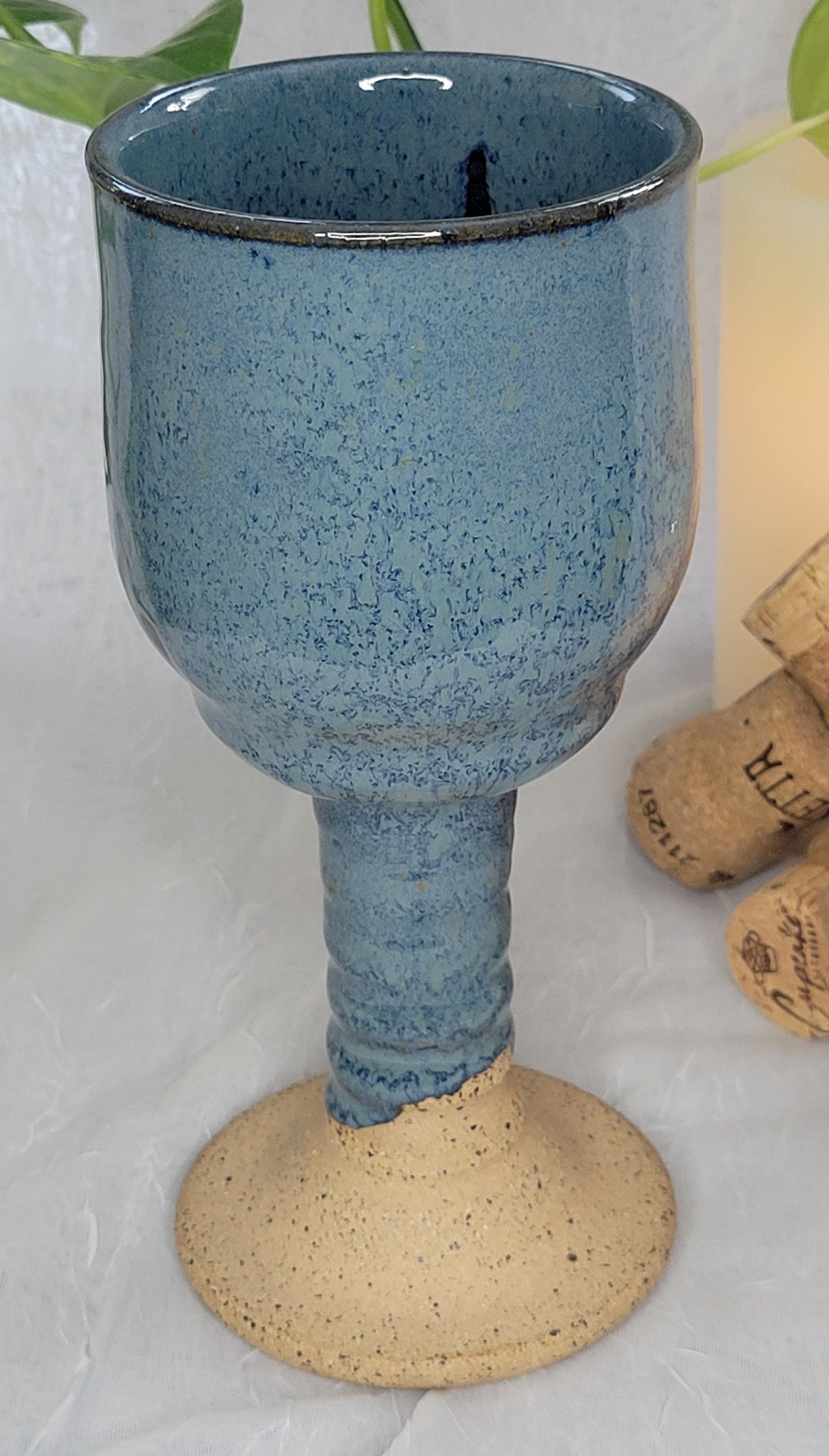 Wine Goblet Light Blue Ringed