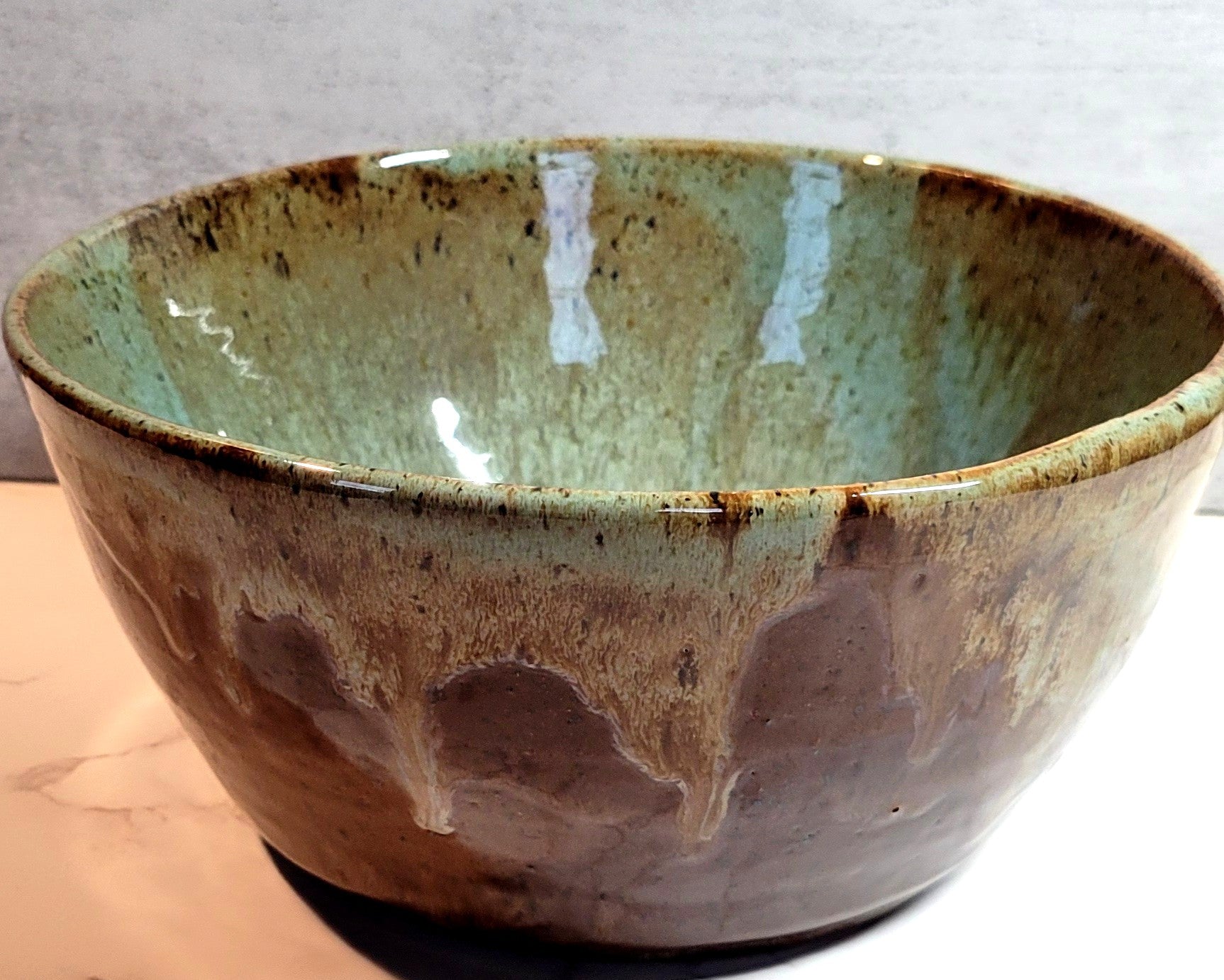 Blue Green and Brown Serving Bowl