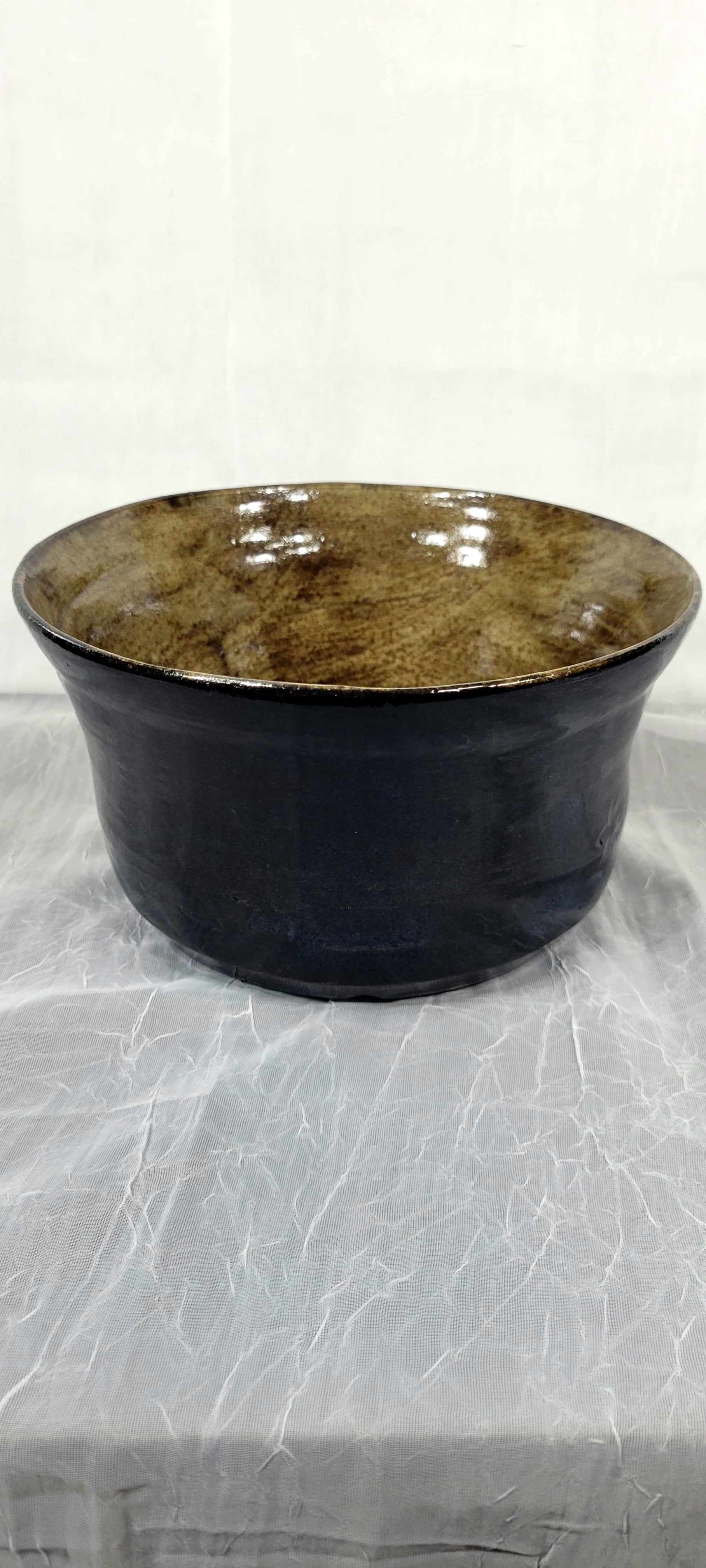 Dark Blue and Brown Planter With Drainage Hole